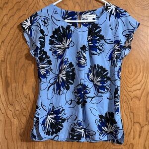 Liz Claiborne Blue and Black Floral Blouse